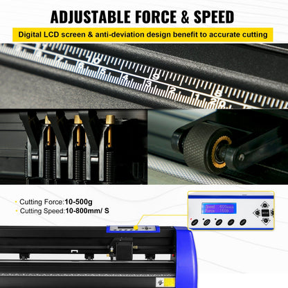 720mm Vinyl Cutter Plotter with LCD, Software, and 20 Blades, Black