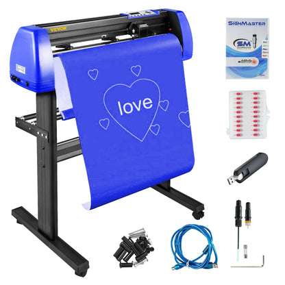 720mm Vinyl Cutter Plotter with LCD, Software, and 20 Blades, Black