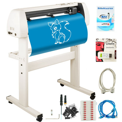 34" Vinyl Cutter Plotter with Stand, LCD Display, 870mm Paper Feed, White