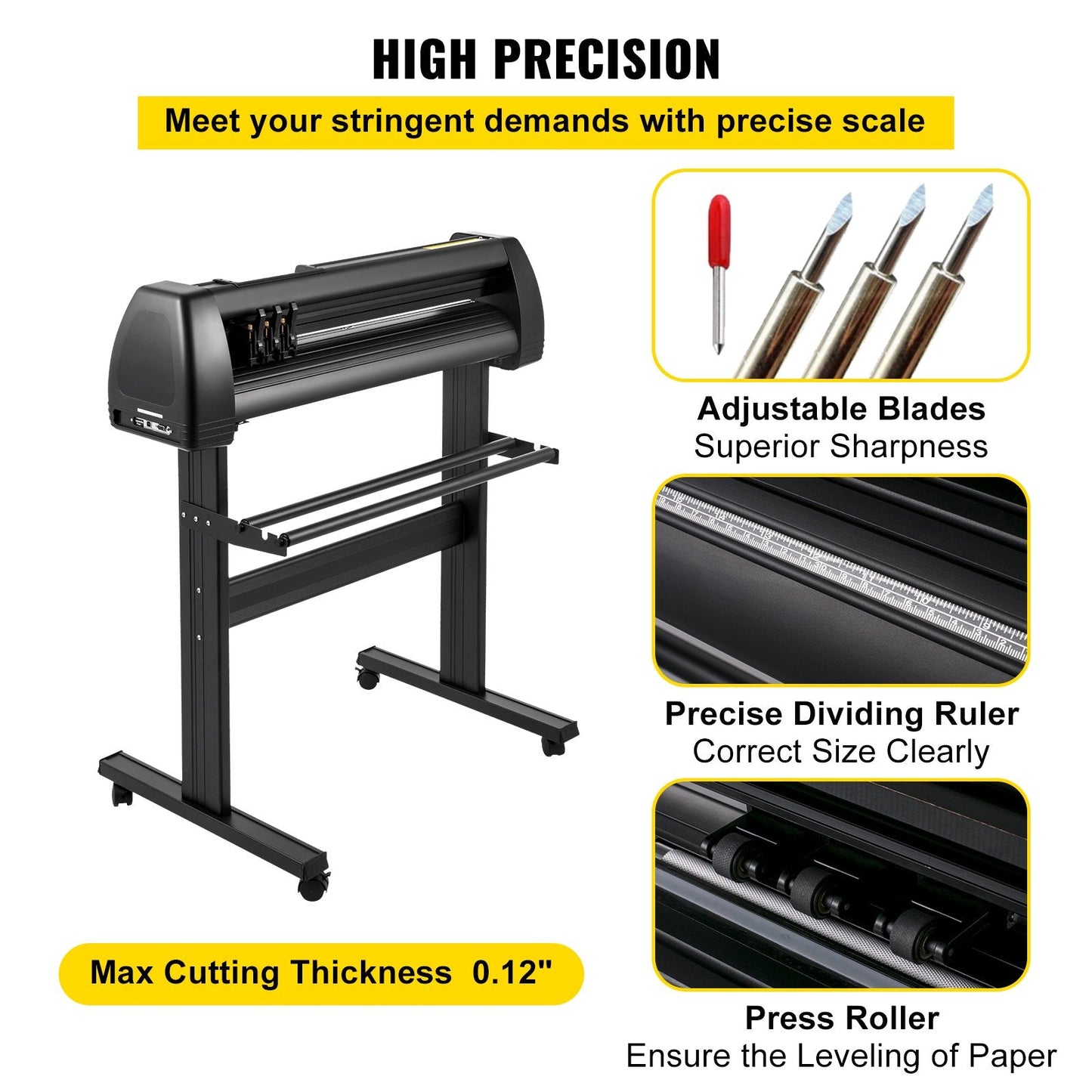 28" Vinyl Plotter Cutter with LCD, Software & Adjustable Rollers, 15 kg