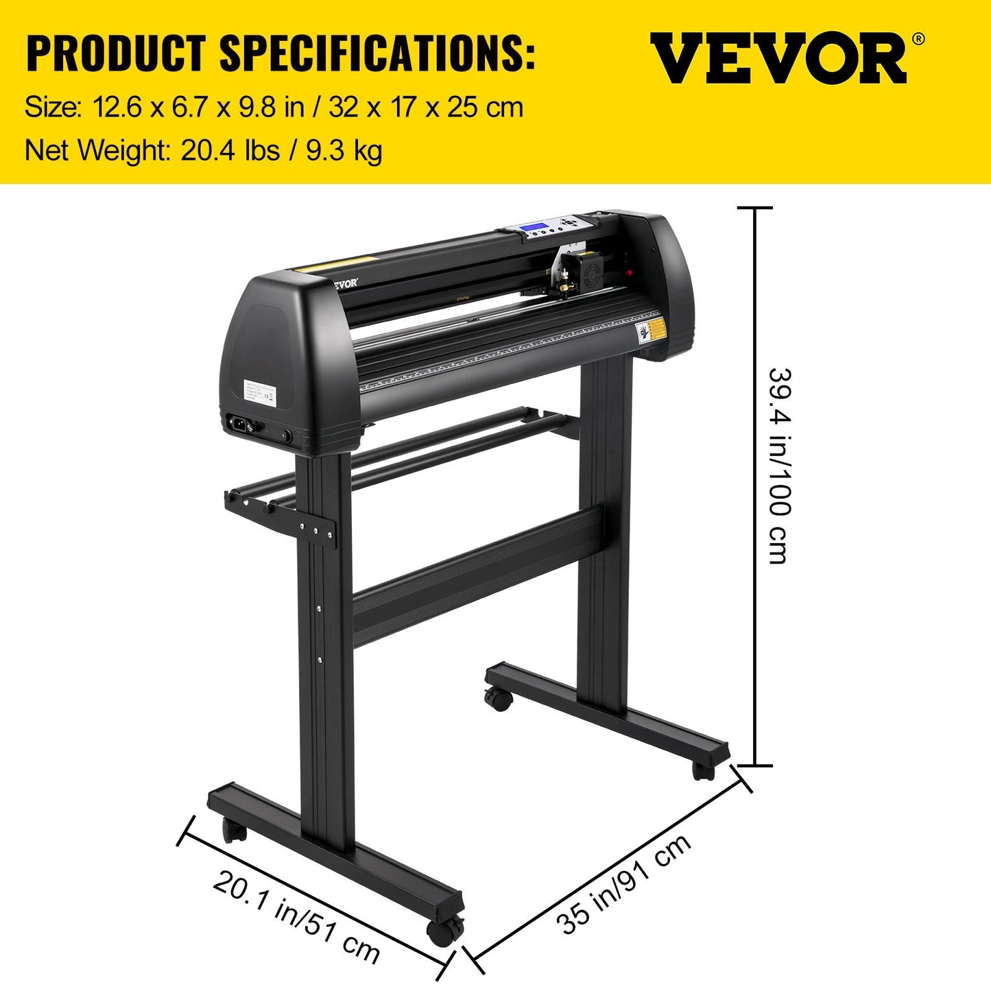 28" Vinyl Plotter Cutter with LCD, Software & Adjustable Rollers, 15 kg