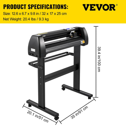 28" Vinyl Plotter Cutter with LCD, Software & Adjustable Rollers, 15 kg