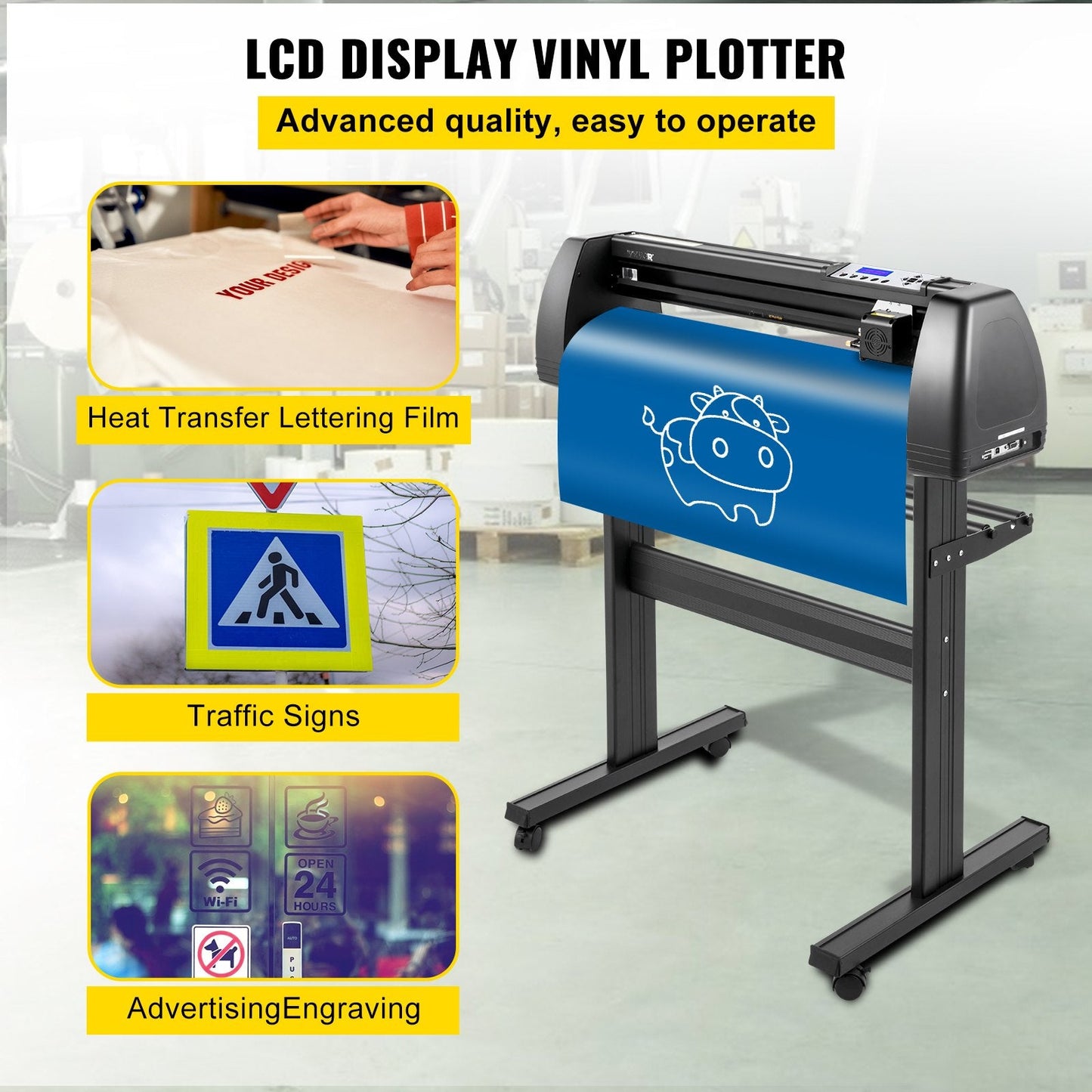 High Precision 34" Vinyl Plotter Cutter with LCD Display & Software Compatibility
