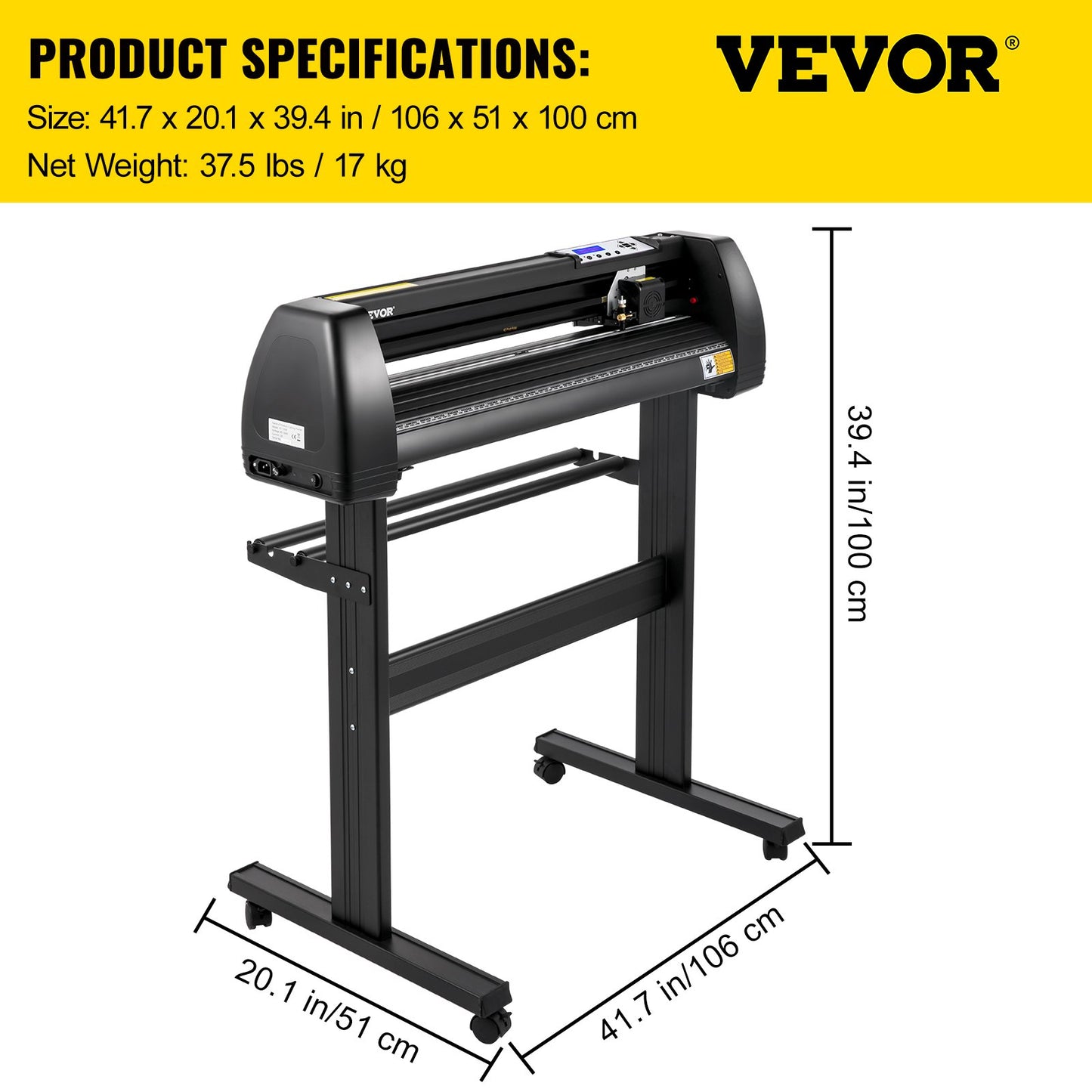 VEVOR Vinyl Cutter Machine, 34" Vinyl Plotter, LCD Display Plotter Cutter, Three