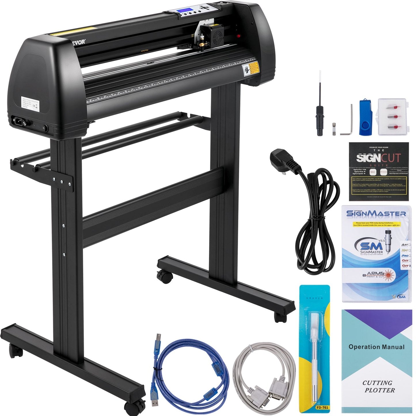 High Precision 34" Vinyl Plotter Cutter with LCD Display & Software Compatibility
