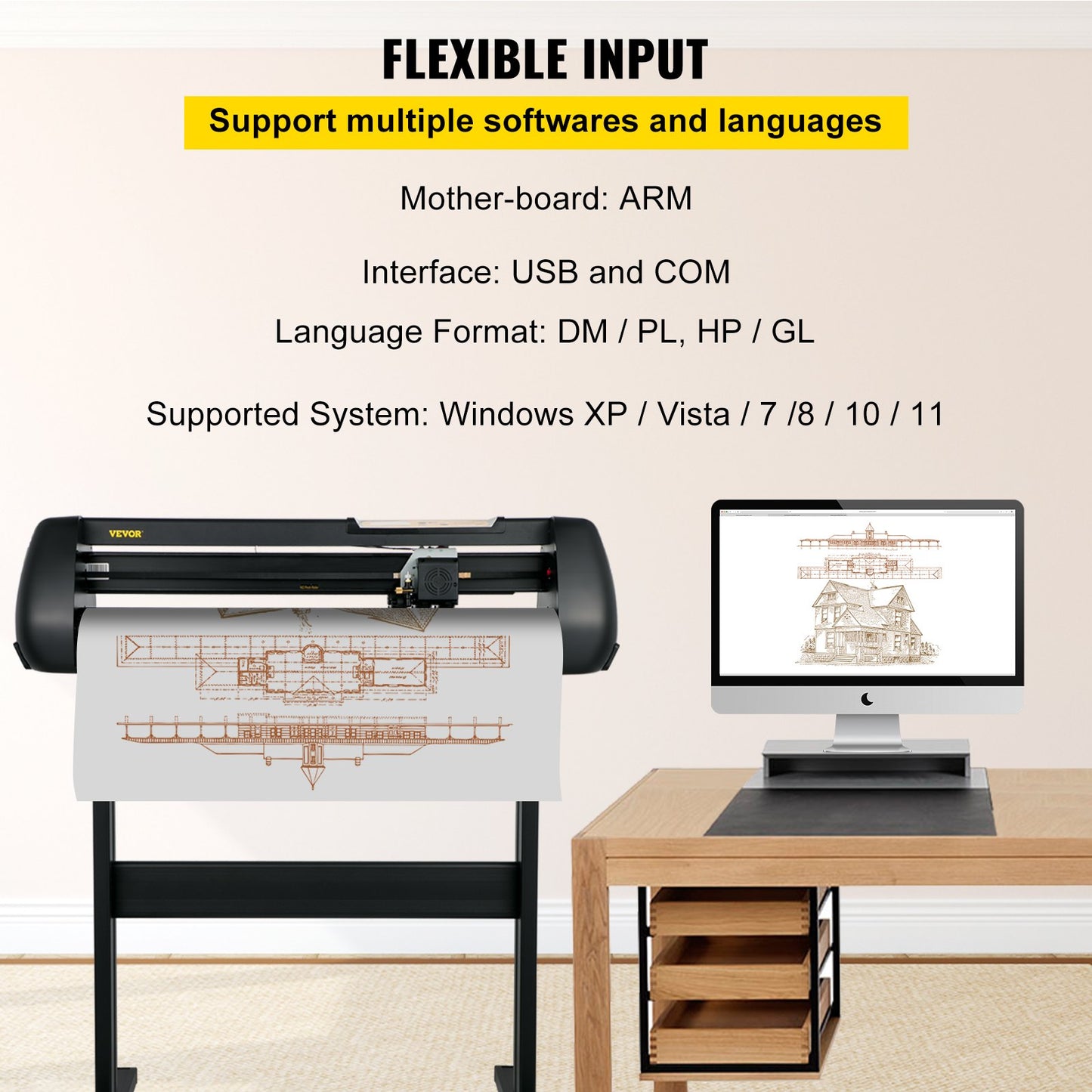 VEVOR Vinyl Cutter Machine Cutting Plotter 28inch Bundle SignMaster Floor Stand