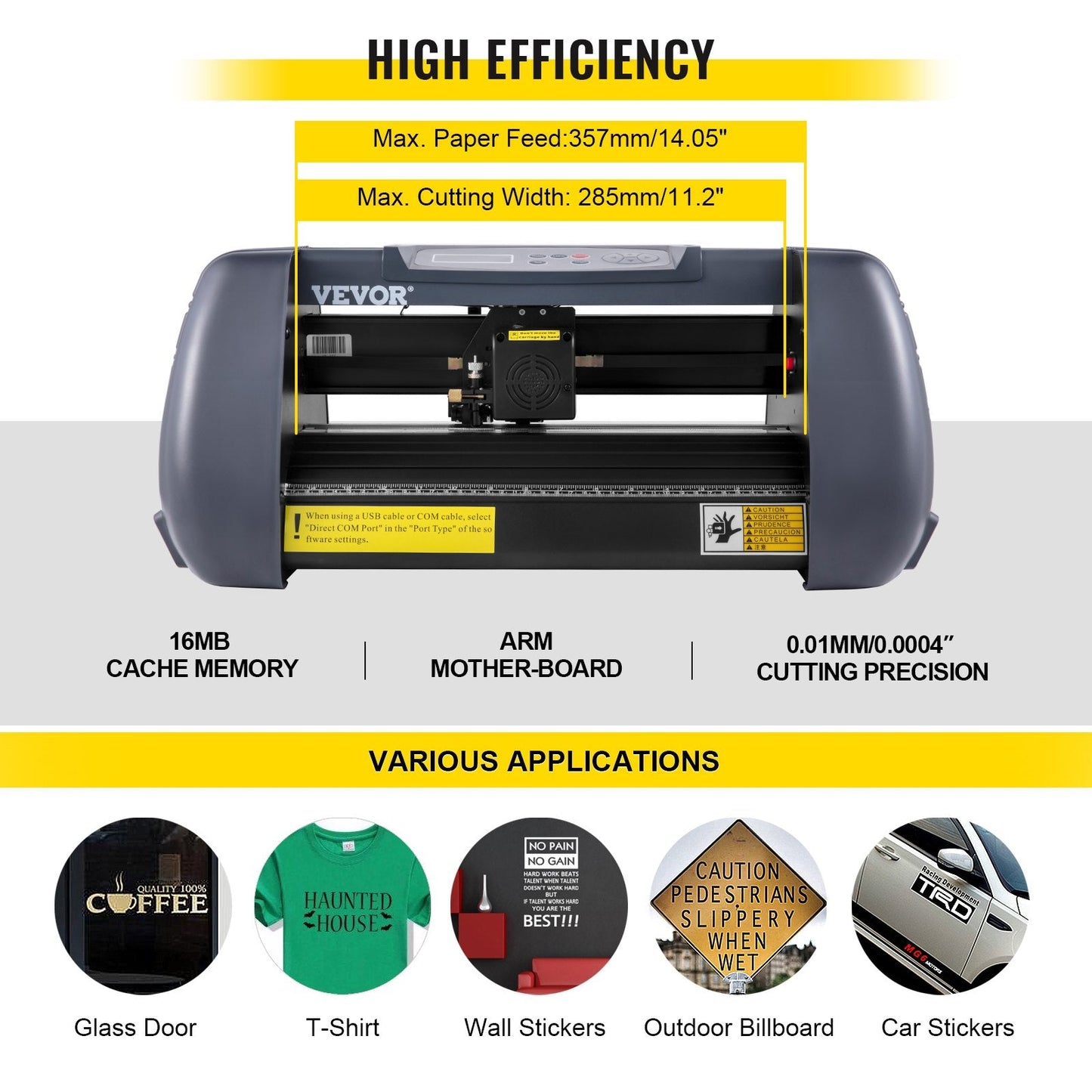 375mm Vinyl Cutter Plotter with LCD Display, USB & Serial Ports, 0.01mm Accuracy