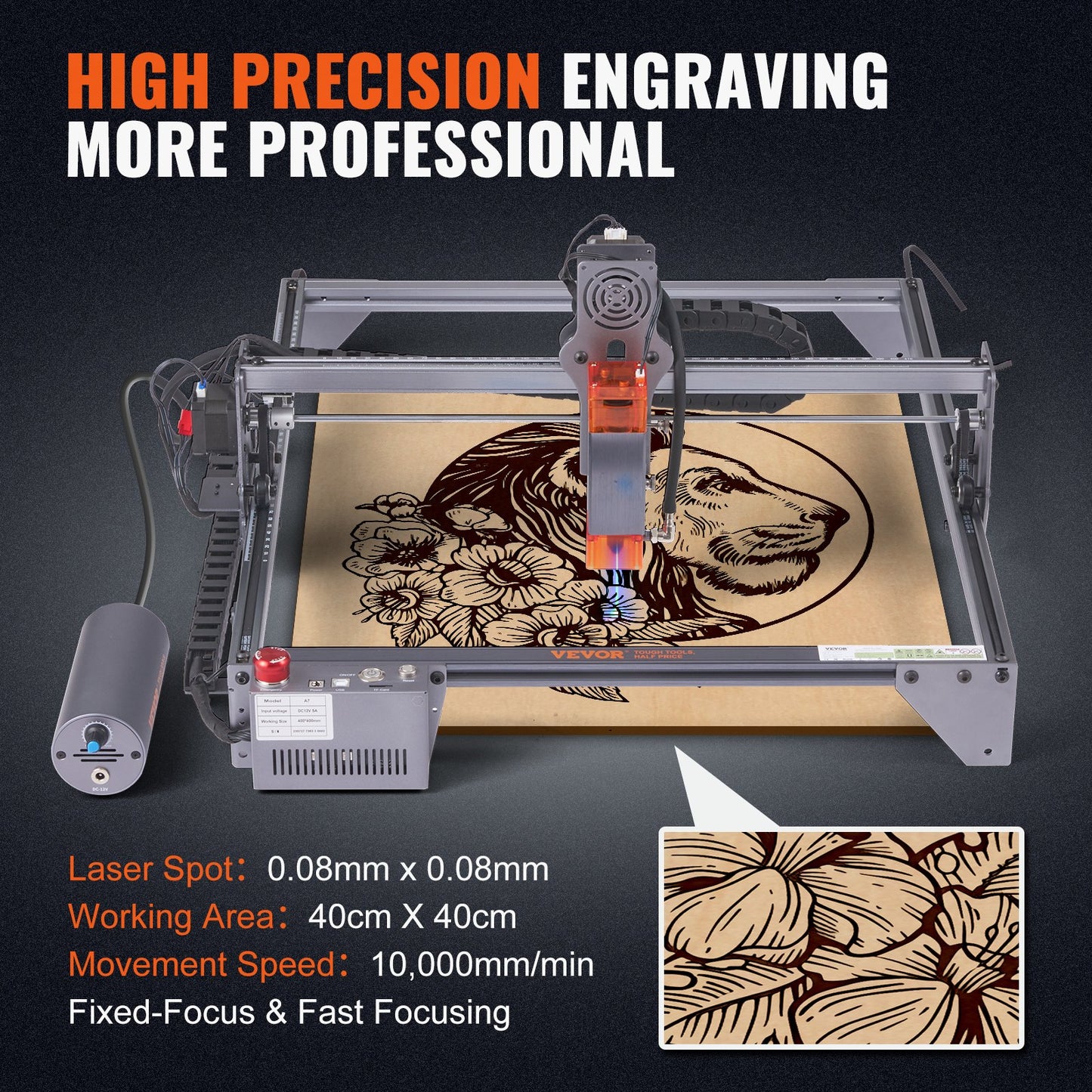 VEVOR Laser Engraver, 10W Output Laser Engraving Machine, 15.7" x 15.7" Large Working