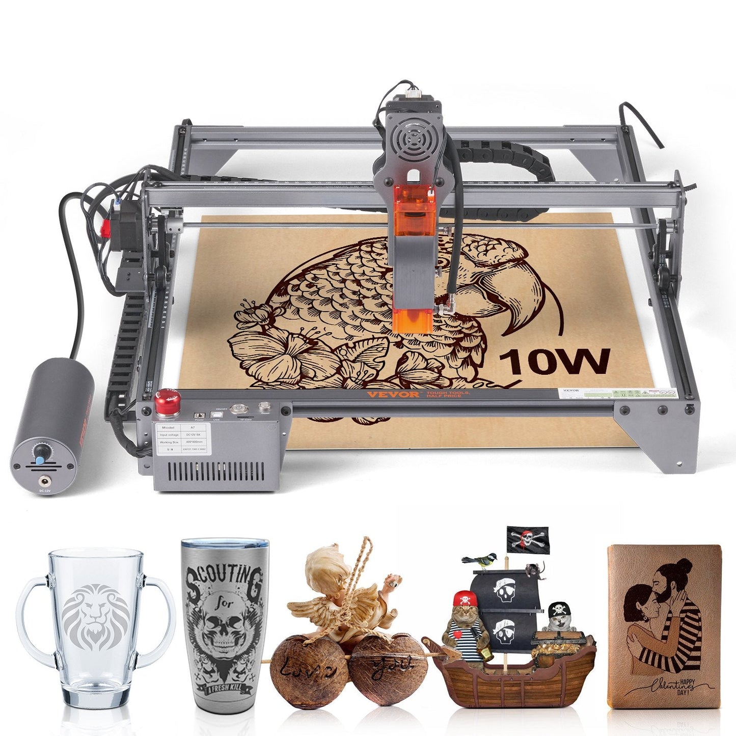 10W Laser Engraving Machine, 40cm x 40cm Area, Eye Protection, Multi-Material