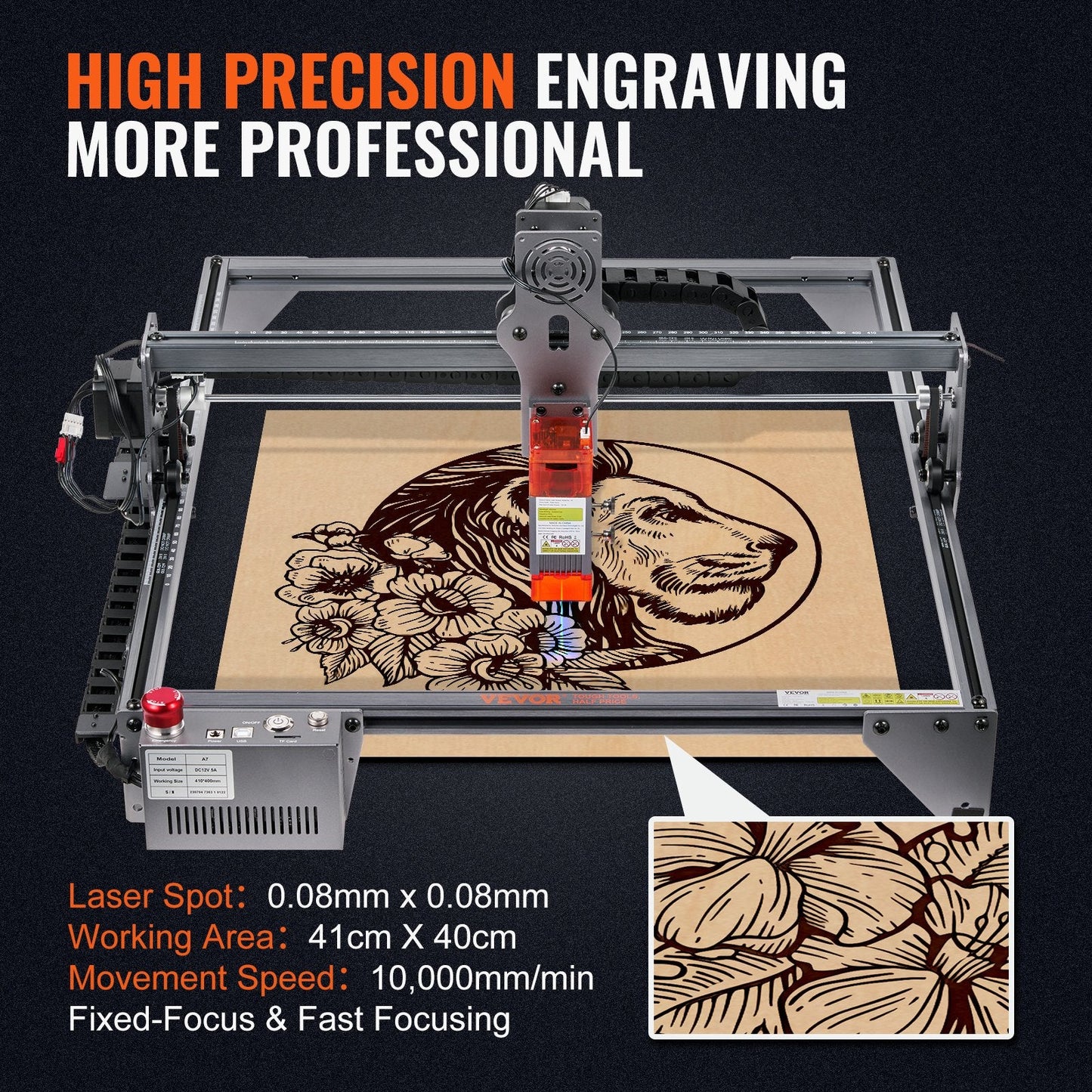 5W Laser Engraving Machine, 41 x 40 cm Area, Versatile Cutter for Various Materials