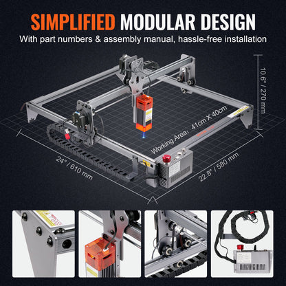 VEVOR Laser Engraver, 5W Output Laser Engraving Machine, 16.1" x 15.7" Large Working