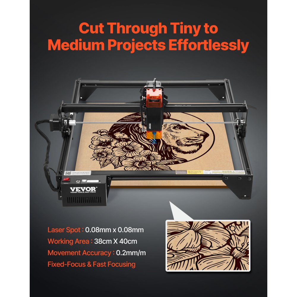 VEVOR Laser Engraver Laser Engraving Machine 10W Compressed Spot Eye Protection