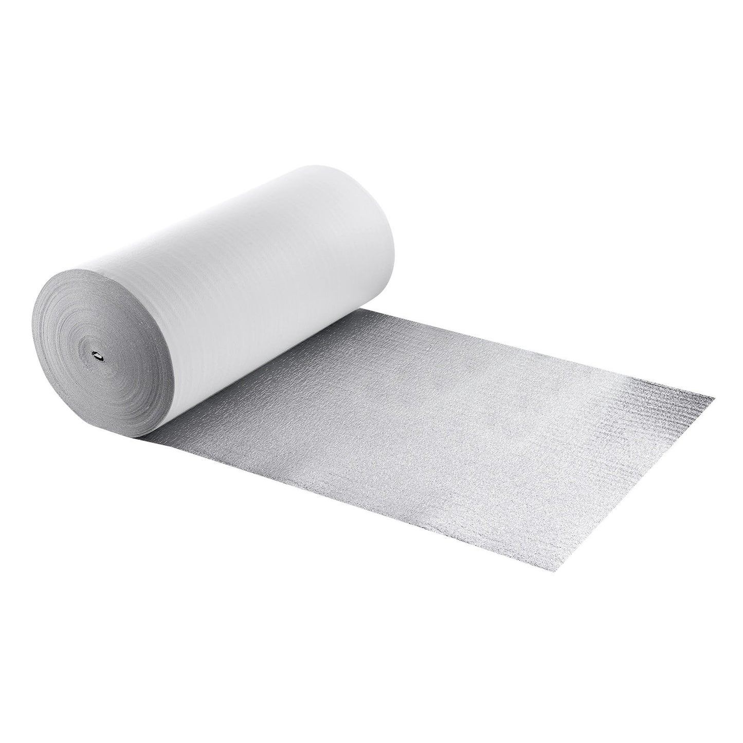 Reflective Insulation Roll, EPE Foam Core Radiant Barrier, 3mm 76.2m x 1.22 m, Aluminum Foil White PE Film Heat Reflective Shield, Thermal Insulation Roll for Garage Door Window RV Roofs