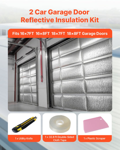 Reflective Insulation Roll, 2 Car Garage Door Thermal Insulation Kit, 6mm 5.49 m x 0.61 m, 4 Rolls Aluminum Foil EPE Foam Core Radiant Barrier, White PE Film Heat Shield for Garage Doors