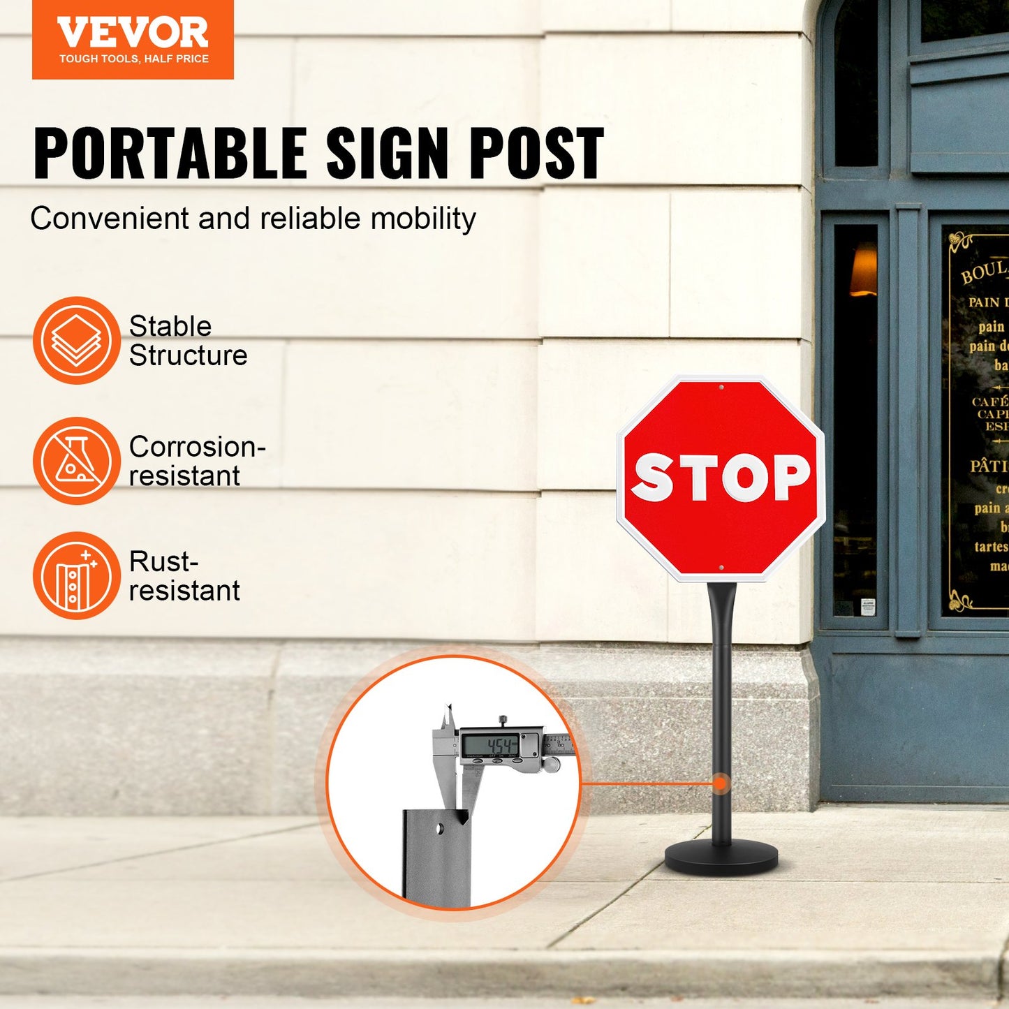 VEVOR Cast Iron Sign Post, 4 ft Portable Heavy Duty Steel Post Sign Holder with