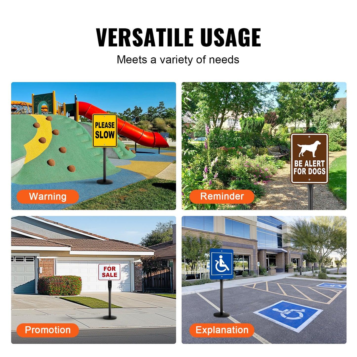 VEVOR Cast Iron Sign Post, 4 ft Portable Heavy Duty Steel Post Sign Holder with
