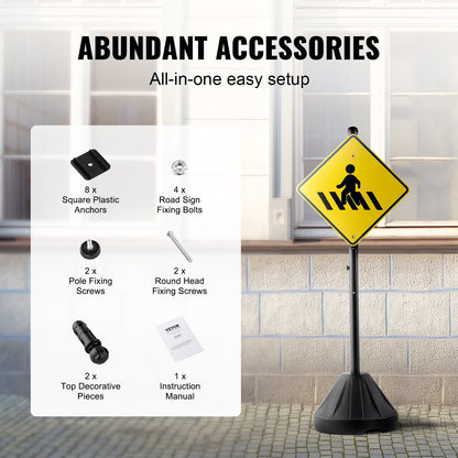 Portable U-Channel Sign Stand with Wheels, 1.5m, Black, 9.8 kg, Set of 2