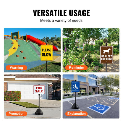 Portable U-Channel Sign Stand with Wheels, 1.5m, Black, 9.8 kg, Set of 2