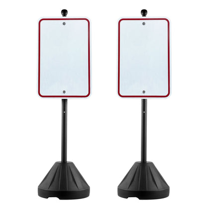 VEVOR Cast Iron Sign Post 5 ft Portable U-Channel Sign Stand with Wheels Black