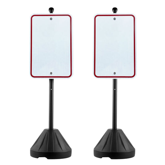 VEVOR Cast Iron Sign Post 5 ft Portable U-Channel Sign Stand with Wheels Black