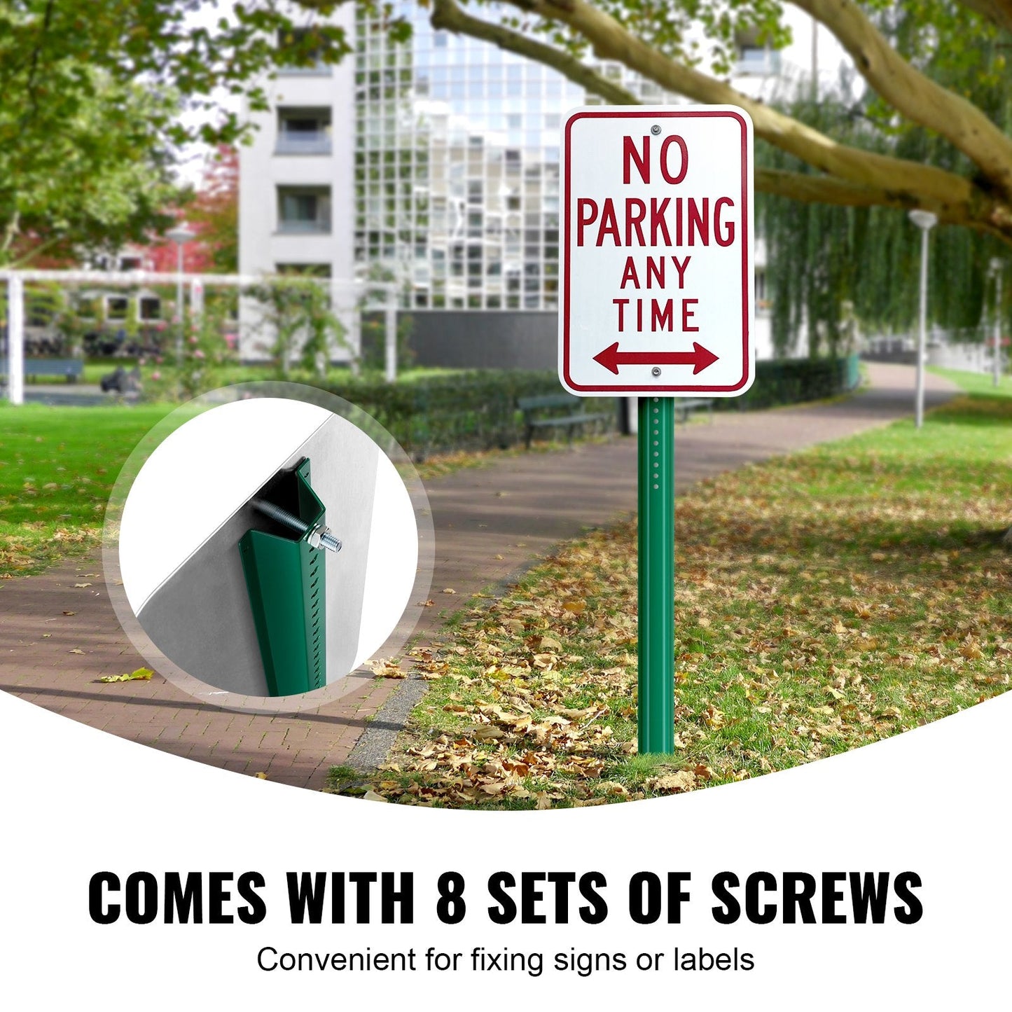 Heavy Duty 1.8m Steel U-Channel Posts, 4-Pack, Green, for Garden & Traffic Use
