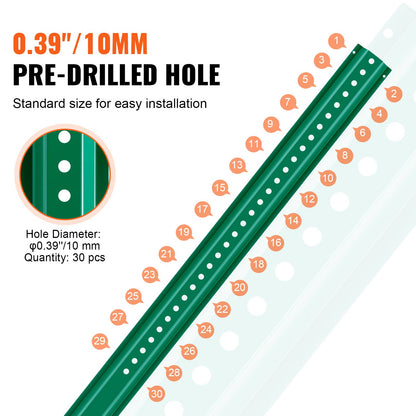 8FT U-Channel Sign Post, 4Pack Green Heavy Duty Steel Fixed Fence Post, Steel Fence U-Channel Sign for Garden, Courtyard, Farm or Traffic Intersection