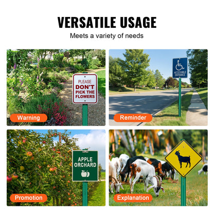 8FT U-Channel Sign Post, 4Pack Green Heavy Duty Steel Fixed Fence Post, Steel Fence U-Channel Sign for Garden, Courtyard, Farm or Traffic Intersection