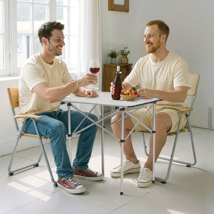 Folding Portable Camping Table Aluminum Outdoor Picnic Table Carry Bag, 700 x 700 x 700 mm