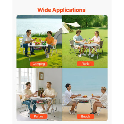 Folding Portable Camping Table Aluminum Outdoor Picnic Table Mesh Layer,900 x 520 x 680 mm