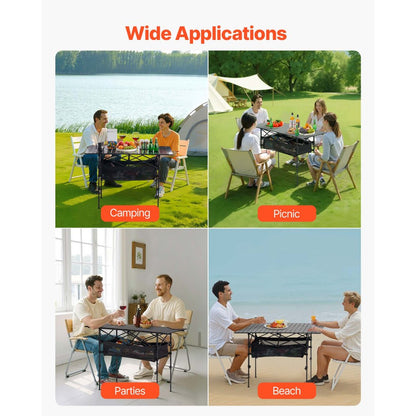 Folding Portable Camping Table Aluminum Outdoor Picnic Table Storage Bag,1200 x 550 x 500 mm