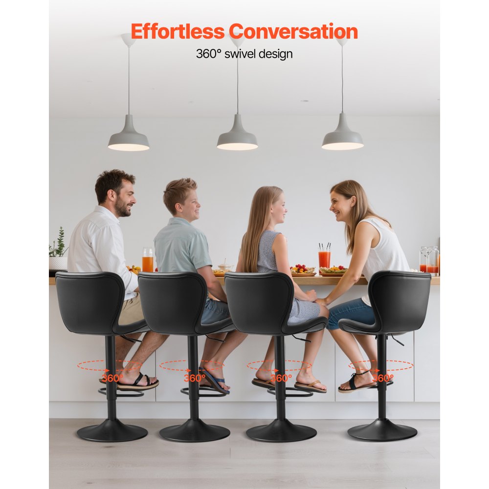 Bar Stool Counter Barstool Swivel Height Adjustable Kitchen Chair Set of 2