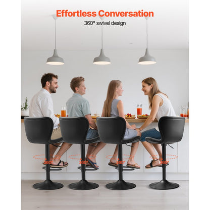 Bar Stool Counter Barstool Swivel Height Adjustable Kitchen Chair Set of 2