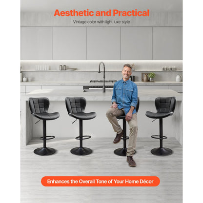 Bar Stool Counter Barstool Swivel Height Adjustable Kitchen Chair Set of 2