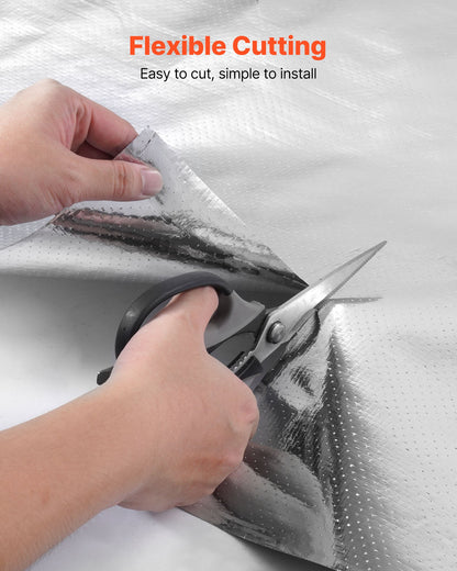 Double Reflective Insulation Roll, Perforated Woven Fabric Radiant Barrier, 0.15mm 76.2m x 1.22m, Double-Sided Aluminum Foil Heat Reflective Shield, Thermal Insulation Roll for Window RV Roof