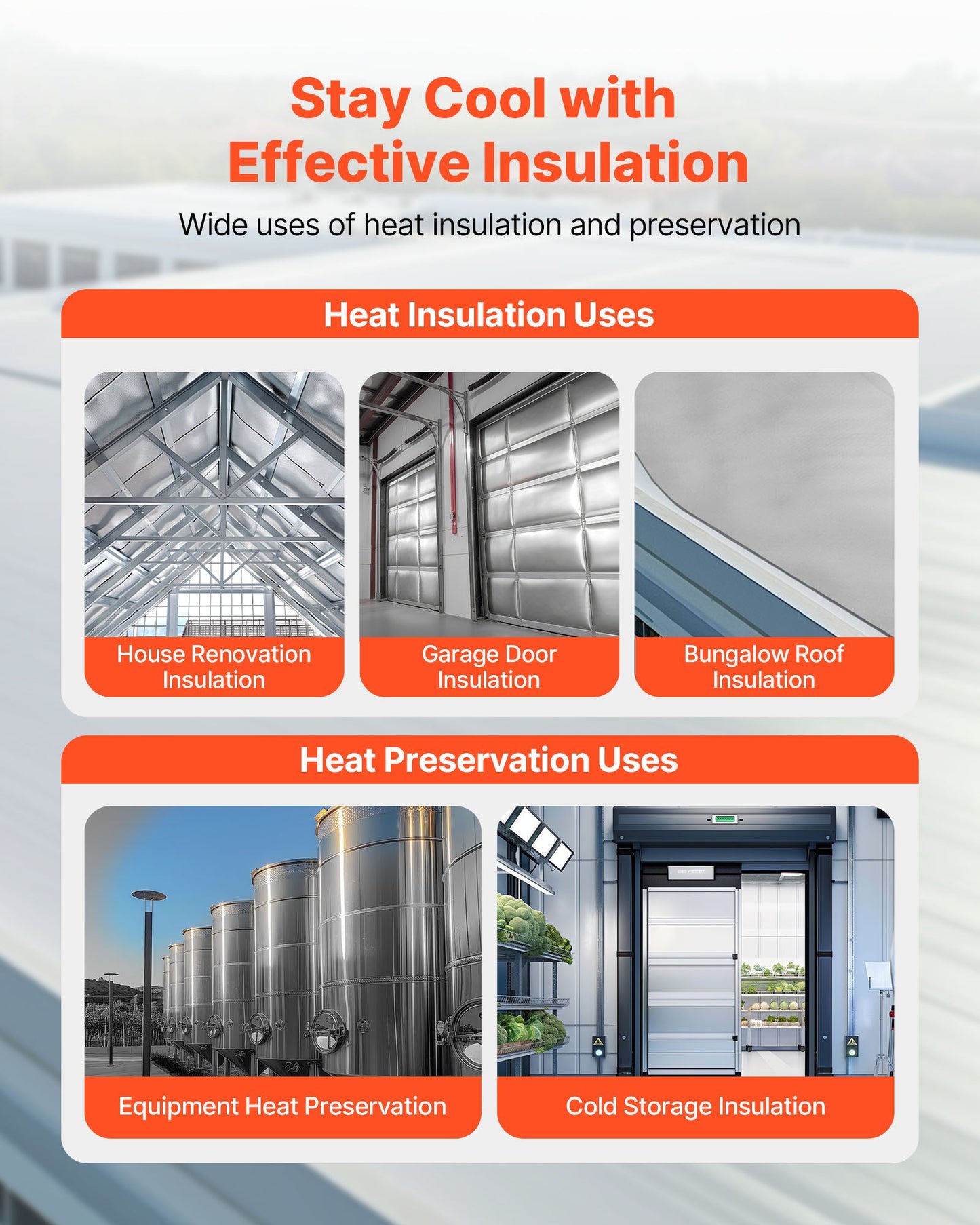 Double Reflective Insulation Roll, Non-Perforated Woven Fabric Radiant Barrier, 0.15mm 38.1m x 1.22m, Double-Sided Aluminum Foil Heat Reflective Shield, Thermal Insulation Roll for Window Roof
