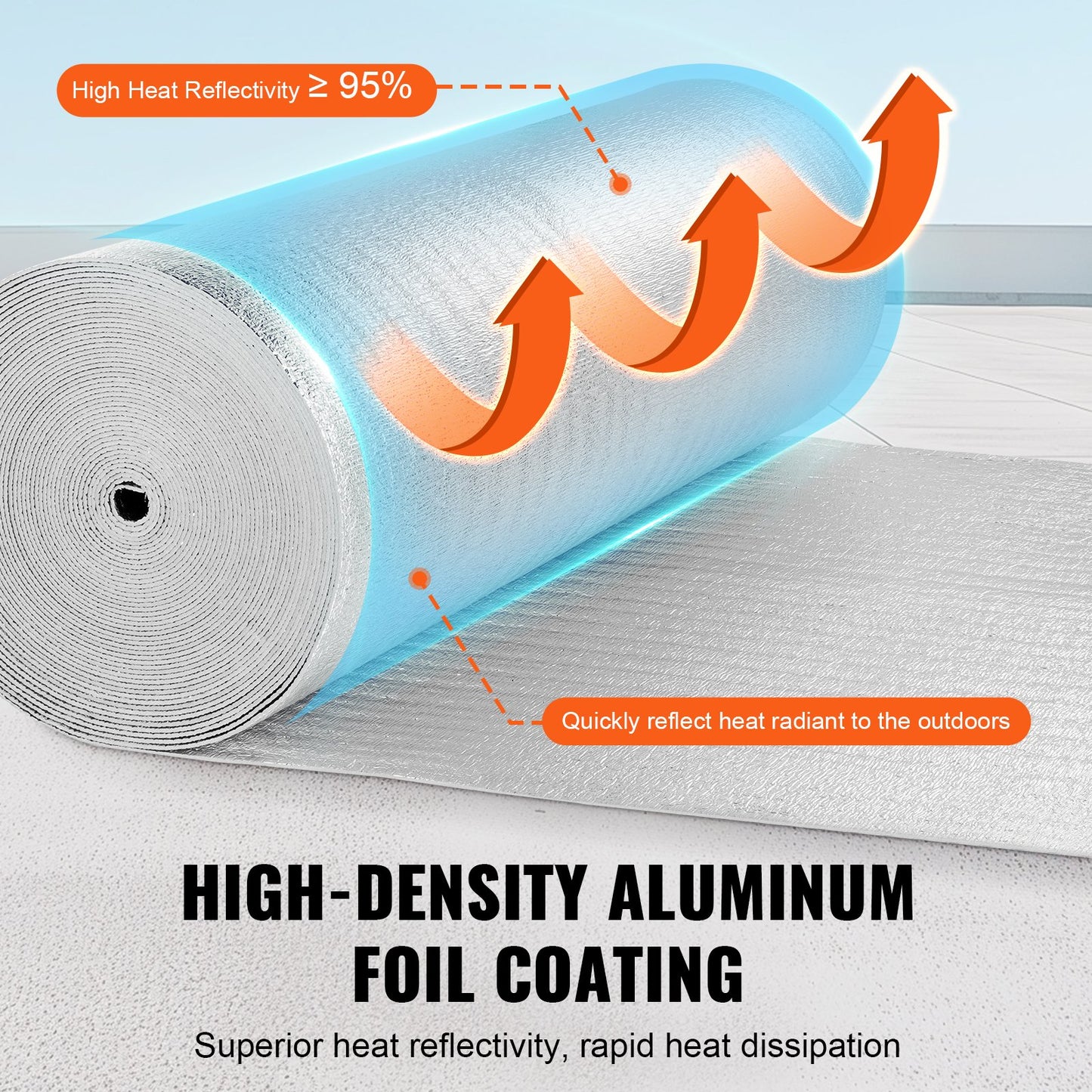 VEVOR Double Reflective Insulation Roll Foam Core Radiant Barrier 1200 x 48 Inch