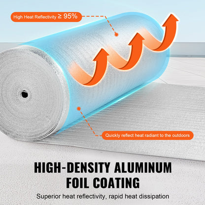 VEVOR Double Reflective Insulation Roll Foam Core Radiant Barrier 1200 x 48 Inch