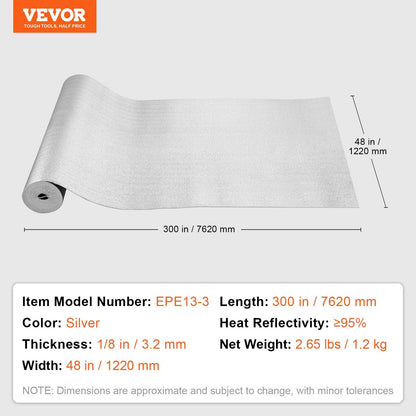 Double Reflective Insulation Roll Foam Core Radiant Barrier, 7.62 x 1.2M