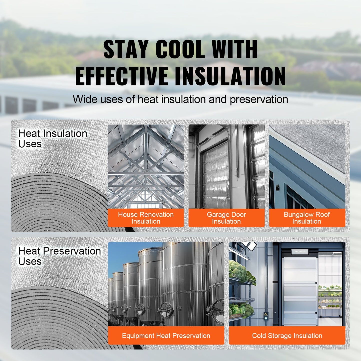 VEVOR Double Reflective Insulation Roll Foam Core Radiant Barrier 600 x 48 Inch