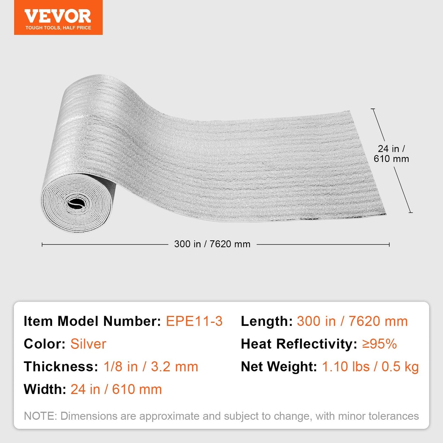 Double Reflective Foam Core Radiant Barrier, 7.62 x 0.6M, Thermal Insulation