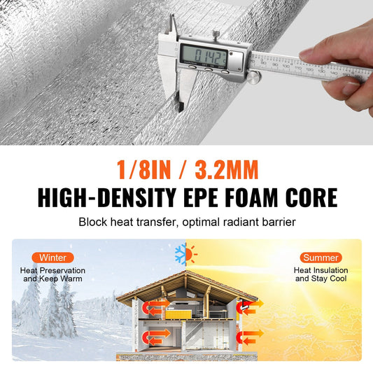 Double Reflective Foam Core Radiant Barrier, 15.24 x 0.6M, Silver, 1 kg