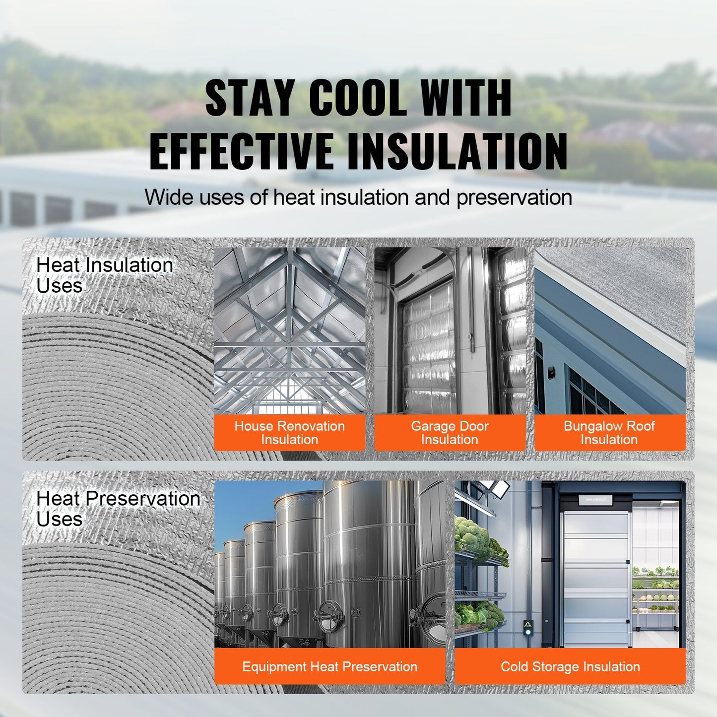 VEVOR Double Reflective Insulation Roll Foam Core Radiant Barrier 600 x 23.8 In