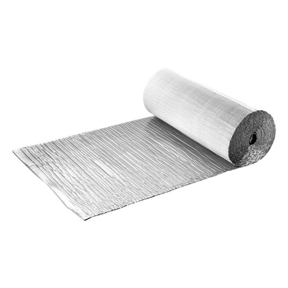 Reflective Insulation Roll, Double-Layer Air Bubble Radiant Barrier, 6mm 30.48 m x 1.22 m, Aluminum Foil White PE Film Heat Reflective Shield, Thermal Insulation Roll for Garage Door Window RV Roofs