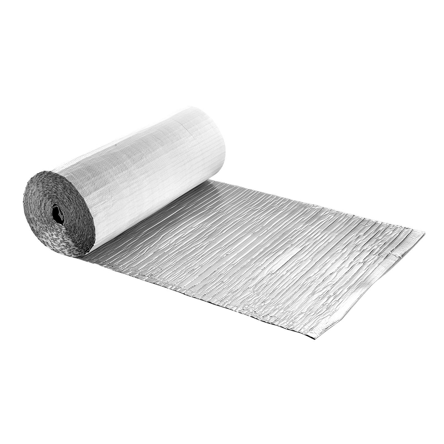 Reflective Insulation Roll, Double-Layer Air Bubble Radiant Barrier, 6mm 30.48 m x 1.22 m, Aluminum Foil White PE Film Heat Reflective Shield, Thermal Insulation Roll for Garage Door Window RV Roofs