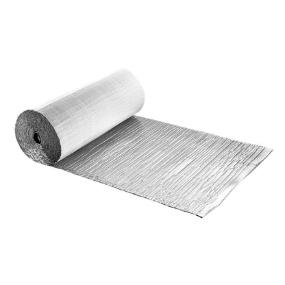 Reflective Insulation Roll, Double-Layer Air Bubble Radiant Barrier, 6mm 30.48 m x 1.22 m, Aluminum Foil White PE Film Heat Reflective Shield, Thermal Insulation Roll for Garage Door Window RV Roofs