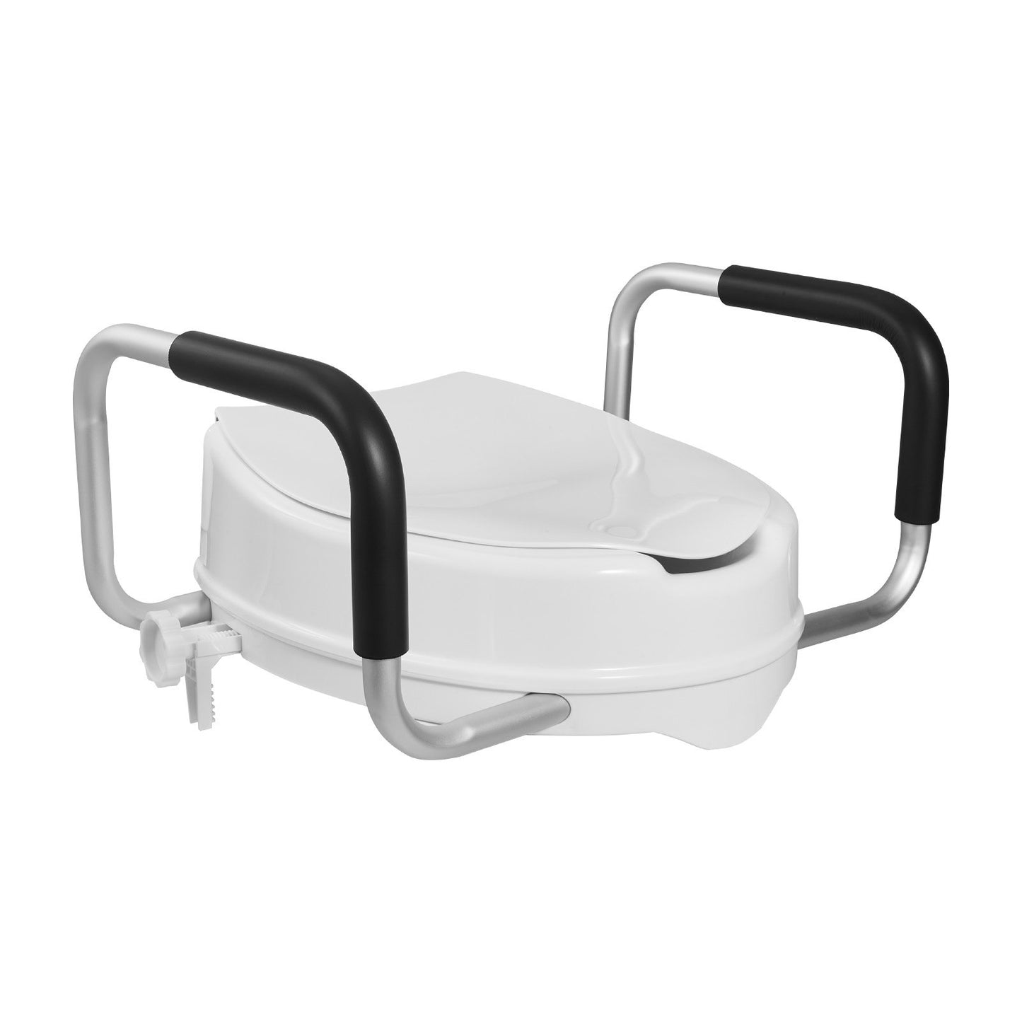 Raised Toilet Seat with Arms, 136.1 kg Load Capacity, 101.6 mm Lift Height, Widened Commode Elevated Toilet Seat Riser with Padded Handles for Seniors, Elderly, Handicap, Disabled, and Adults