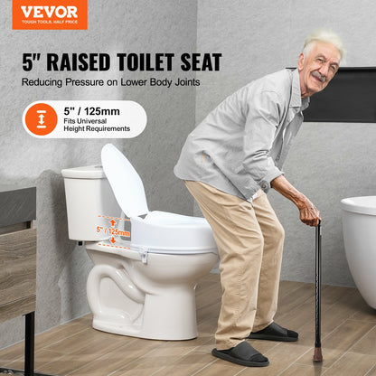 VEVOR Raised Toilet Seat, 125mm Height Raised, 136 kg Weight Capacity, Universal