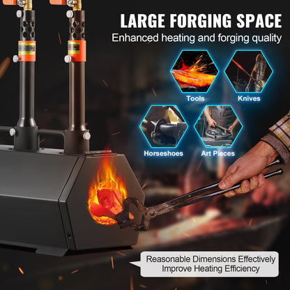 Portable 3-Burner Propane Forge for Metalwork, Max Temp 1427℃, Hexagon Shape