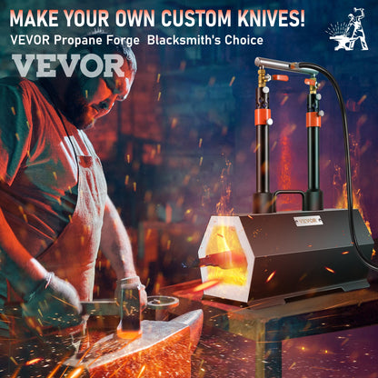 VEVOR Propane Forge Portable, Double Burner Tool and Knife Making, Large Capacity