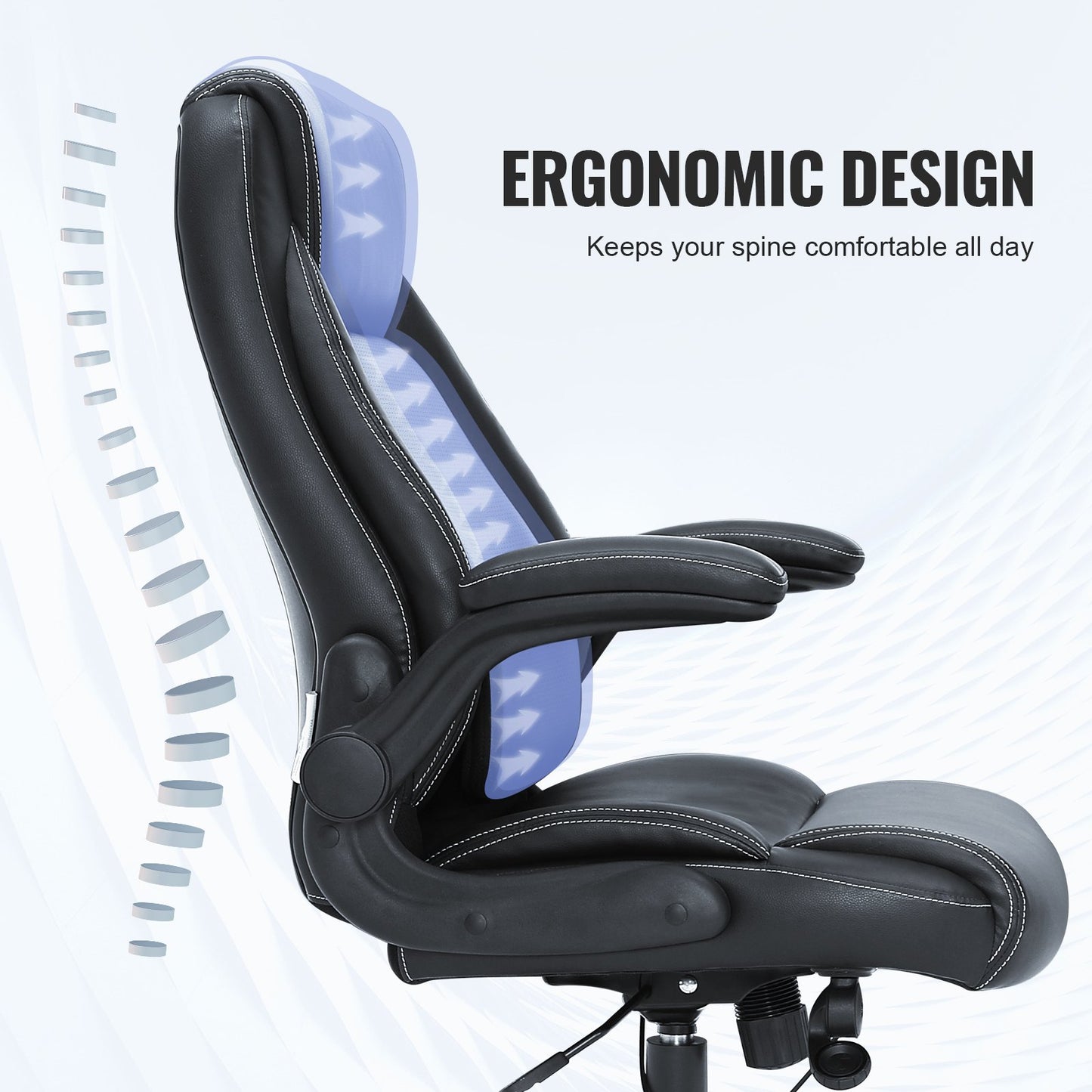 VEVOR Executive Office Chair with Cutting-edge Adjustable Lumbar Support, High Back